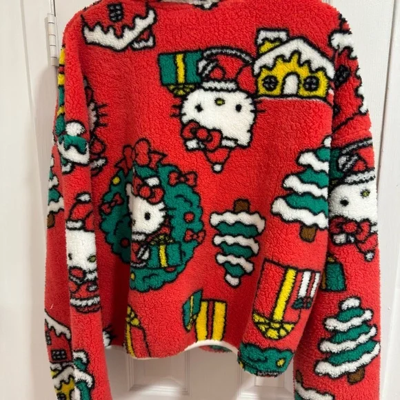Hello Kitty Festive Red and Green Puffer Jacket - Picture 4 of 6